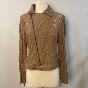 Women’s Banana Republic Brown Lace Bomber Jacket. Small
